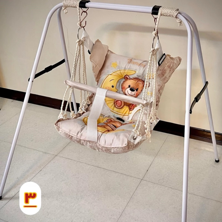 تاب مخمل 12 طنابه و پایه تاب - تصویر محصول