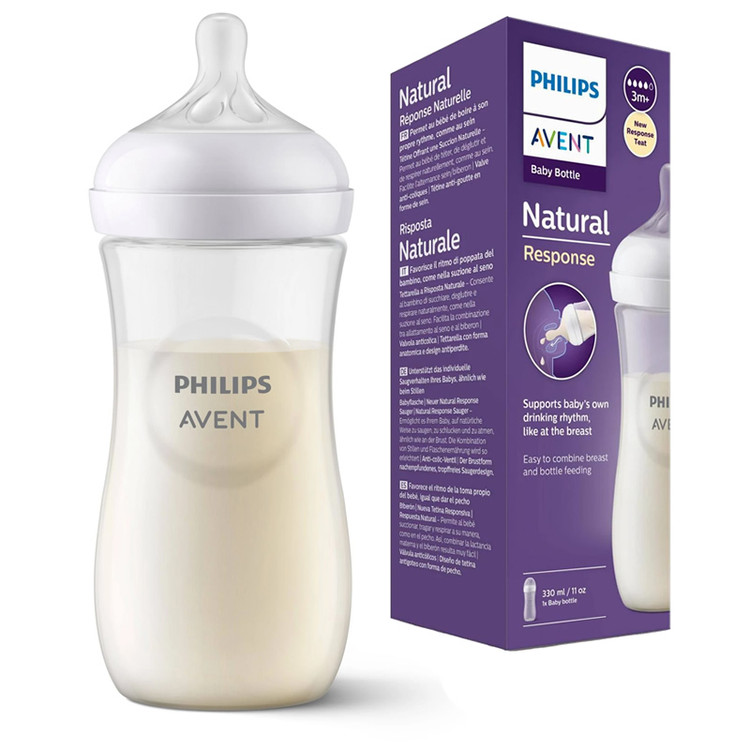 شیشه شیر طلقی 330 میل اونت Avent مدل Natural Response