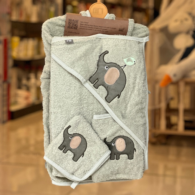 ست حوله نوزاد 5 تکه طرح فیل و گنجشک مادرکر Mothercare