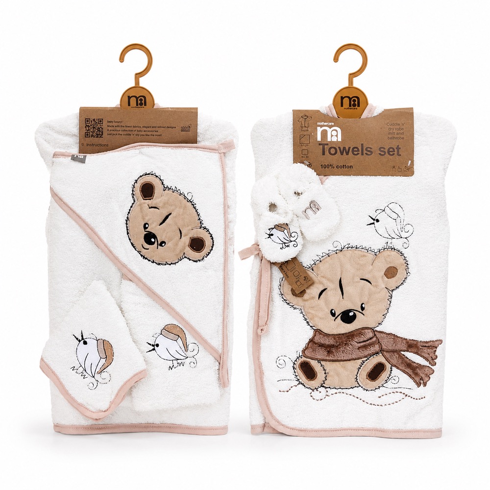ست حوله نوزاد 5 تکه طرح خرس و گنجشک مادرکر Mothercare